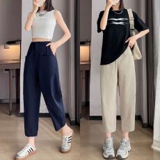 批发纯棉哈伦<b class='q'>裤</b>女夏季薄款2025新款高腰显瘦防晒宽松运动九<b class='q'>分</b>萝卜<b class='q'>裤</b>子