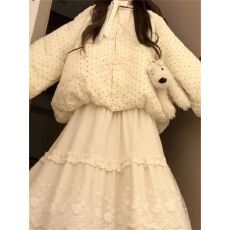 批发<b class='q'>日系</b><b class='q'>甜美</b>奶fufu波点设计花苞棉服外套女冬季可爱保暖防寒学生棉袄