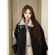 批发巨好看座山雕外套美式复古十字架连帽毛领棉服<b class='q'>女</b>冬季加厚保暖棉衣