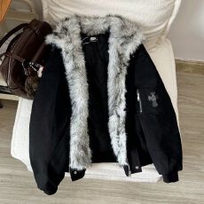 批发美式复古座山雕高级感外套十字架毛领棉服<b class='q'>女</b>冬季新款加厚保暖棉衣