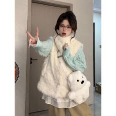 批发文艺复古套装穿搭一整套毛茸茸马甲背心<b class='q'>开衫</b>叠穿麻花针织毛衣<b class='q'>开衫</b>