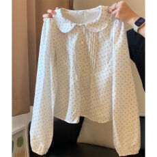 批发减龄穿搭一整套甜美减龄风气质内搭娃娃领波点<b class='q'>衬衫</b>+针织吊带背心