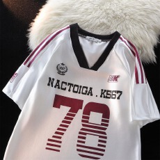 批发78号球衣】运动风V领短<b class='q'>袖</b>T恤男女潮牌宽松条纹印花<b class='q'>半截</b><b class='q'>袖</b>球服体恤