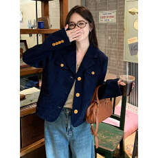 批发法式复古小香风<b class='q'>西装外套</b>女秋季新款设计感小众洋气减龄灯芯绒外套