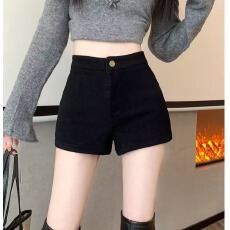 批发包不起球<b class='q'>高腰</b><b class='q'>牛仔</b><b class='q'>短裤</b>女冬季加绒紧身a字弹力包臀热裤