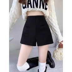 批发星空呢】春秋冬毛呢短裤女2025<b class='q'>大码</b>胖MM高腰a字打底修身阔腿靴裤