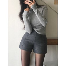 批发星空呢】毛呢短裤女秋冬2025韩版修身<b class='q'>包臀</b>呢子靴裤高腰打底三分裤