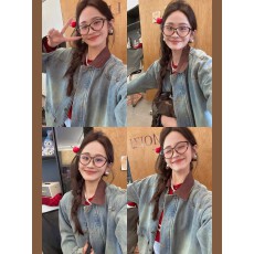 批发美式复古麂皮领拼接设计宽松牛仔外套女<b class='q'>春</b>秋oversize男友风外套
