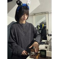 批发马海毛针织衫男士秋季韩系潮流慵懒风套头毛衣宽松圆领上衣