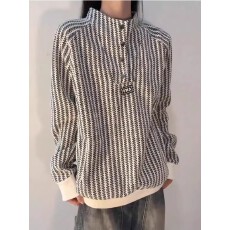 批发港风ins小香风排扣立领卫衣男休闲<b class='q'>潮牌</b>简约百搭帅气长袖<b class='q'>T</b><b class='q'>恤</b>