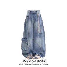 批发【竹节美式工装裤弯刀<b class='q'>牛仔裤</b><b class='q'>女</b>款裤子2025秋季拖地裤