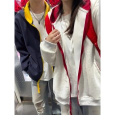 批发【华棉复合】开衫连帽卫衣男女春<b class='q'>秋</b>季拼接撞色情侣外套运动夹克