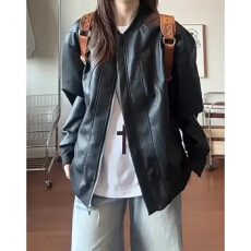 批发【夹棉皮棉衣】休闲经典情侣<b class='q'>皮衣</b>夹克宽松外套男女秋棒球领上衣冬