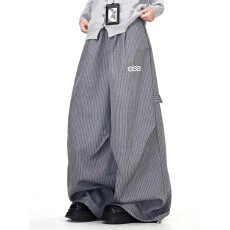 批发字母刺绣条纹<b class='q'>西裤</b>】休闲裤<b class='q'>男</b>女B计划设计感宽松街头运动阔腿长裤