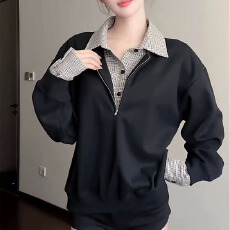 批发日系101号假两件<b class='q'>衬衫</b>卫衣情侣学生复古休闲拼接条纹polo衫男