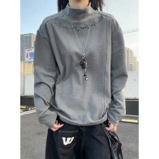 批发加厚300克德绒双面德绒龍盛打底衫女冬季半高领卫衣印花<b class='q'>长袖</b><b class='q'>t</b><b class='q'>恤</b>