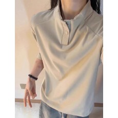 批发280克双面德绒】打底衫女常青树秋冬保暖立领<b class='q'>长袖</b><b class='q'>t</b><b class='q'>恤</b>正肩纽扣卫衣