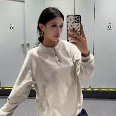 批发原版质量】春秋二浩亨利领半开襟休闲<b class='q'>运动</b>长袖打底衫男女卫衣上衣