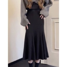 批发【好质量】半身裙女阔典春秋冬<b class='q'>百搭</b>包臀裙高腰显瘦纯色鱼尾裙收腰