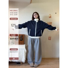 批发华棉复合】美式008休闲外套女2025春秋冬chic卫衣开衫棒球服夹克