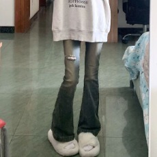 批发【高弹力】秋冬南大街时尚设计感高腰显瘦<b class='q'>牛仔裤</b><b class='q'>女</b>弹力微喇裤韩版