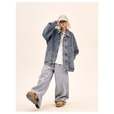 批发2025蓝邦<b class='q'>牛仔外</b><b class='q'>套男</b>女春秋2025宽松美式高街复古翻领夹克上衣潮流