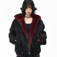 批发PU皮夹棉座山雕】毛领潮<b class='q'>男</b>品味加绒棉服<b class='q'>男</b>女冬季加厚连帽棉衣外套