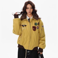 批发美式简风复古徽章刺绣潮牌<b class='q'>夹克</b>小众设计感男<b class='q'>女</b>麂皮绒外套上衣潮