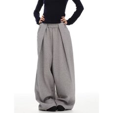 批发空气层双褶皱抽绳卫裤M4春季新款显瘦阔腿裤大码松弛感运动