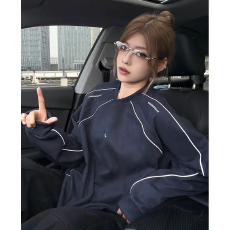 批发原版麂皮绒】春秋优质卫衣女男2026洋气圆领打底衫<b class='q'>帅气</b>情侣上衣潮