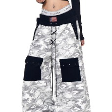 批发美式高街印花扎染垂感阔腿牛仔裤<b class='q'>女</b>春秋高腰休闲宽松显瘦拖地<b class='q'>长裤</b>