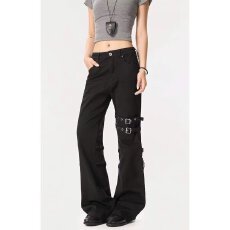 批发美式潮人邦重工微喇牛仔裤大码<b class='q'>女</b>春夏2026复古拖地直筒工<b class='q'>装</b>长裤