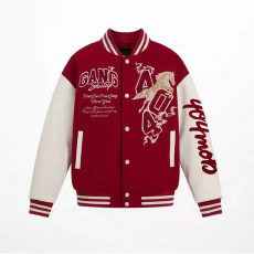 批发龙凤尼拼皮刺绣美式潮人邦棒球<b class='q'>服</b>男女新款夹克拼接休闲情侣外套