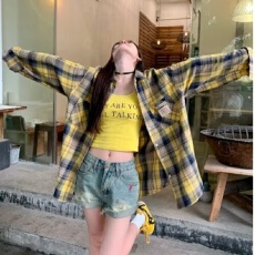 批发格子<b class='q'>衬衫</b>】磨毛侠魁复古港味2026春秋宽松<b class='q'>韩版</b>长袖内搭外套<b class='q'>衬衣</b>女