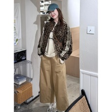 批发豹纹宾利兔外套女春秋季美式复古休闲宽松运动条纹<b class='q'>夹克</b>设计感小众