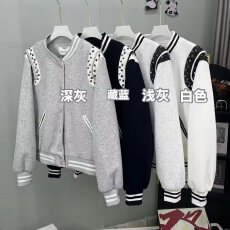 批发打钉棒球服】外套豪歌男女春秋季<b class='q'>新款</b>美式宽松休闲学院风上衣<b class='q'>情侣</b>