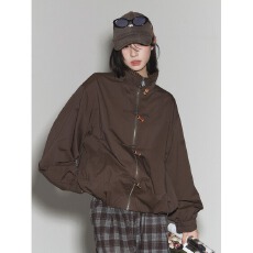 批发牛津面料】格子凯尊度拼接立领外套女春<b class='q'>秋</b>2026新款中性风宽松上衣