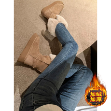 批发加绒复古佐依高腰弹力小脚牛仔裤<b class='q'>女</b>2026春秋紧身显瘦双扣铅笔裤