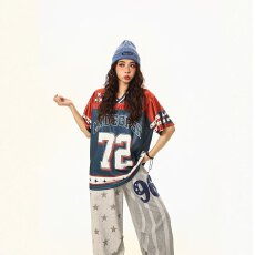 批发原版美式球服】球衣短袖<b class='q'>T</b><b class='q'>恤</b>女男2026夏新款宽松休闲运动百搭上衣