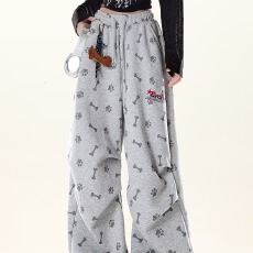 批发【印花卫<b class='q'>裤</b>美式 四季运动女春秋季街舞<b class='q'>嘻哈</b>穿搭褶皱宽松休闲长<b class='q'>裤</b>