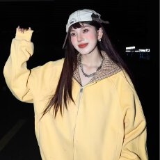 批发开衫揭潮坊<b class='q'>卫衣</b>女春秋款美式重磅格子拼接连帽休闲上衣服夹克外套