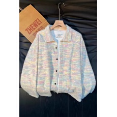 批发原版羽毛纱】彩色常青树翻领<b class='q'>长袖</b>衬衫女春季<b class='q'>情侣</b><b class='q'>开衫</b>卫衣针织外套