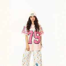 批发欧美跨境夏季女士V领<b class='q'>T</b><b class='q'>恤</b>短袖上衣3D数字印花宽松休闲时尚百搭时尚