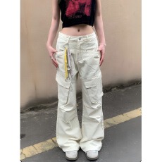 批发原版高质量】<b class='q'>工装裤</b>正派夏季新款多口袋宽松阔腿显瘦直筒休闲裤子