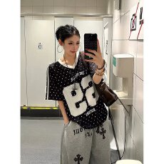 批发原版美式球服】休闲魔方短袖T恤女2026<b class='q'>夏季</b>印花撞色运动宽松上衣