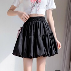 批发有内衬】夏季南大街胖mm大码A字<b class='q'>半身裙</b><b class='q'>女</b>高腰褶皱蓬蓬蛋糕短裙子