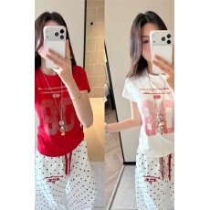 批发32支纯棉】球衣印花数字休闲正肩T恤女百搭休闲夏季短袖运动宽松