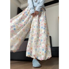 大码南大街甜美彩色碎花花苞裙裤女夏季法式温柔高腰显瘦蓬蓬裤裙