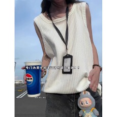 批发肌理感正派坎肩背心女男夏新款潮流运动健身<b class='q'>汗衫</b>宽松无袖T恤内搭