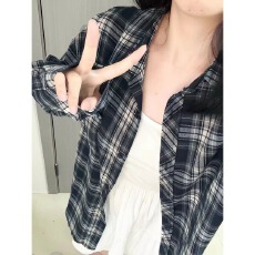 批发格子众锐衬衫男女夏宽松vibe学生长袖慵懒风美式复古休闲衬衣<b class='q'>外套</b>